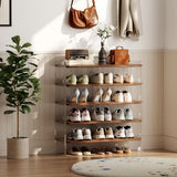 YQJJGL Shoe Rack for Entryway, Solid Wood and Acrylic Structure Shoe Stand, 5-Tier Modern Shoe Shelf, Ideal for Small, Living Room and Walk-in Closet