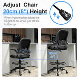 Primy Drafting Chair Tall Office Chair with Flip-up Armrests Executive Ergonomic Computer Standing Desk Chair (Black)