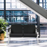 5-Seats Waiting Room Chairs - Airport Reception Chair with Arms Waiting Benches PU Leather, Office Guest Chairs