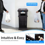 Commercial Outdoor Trash Can, Heavy Duty Stainless Steel Garbage Bin with Lock & Ashtray