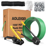 Banding Strapping Kit, 5/8” x 1000’ Heavy Duty Pallet Strapping Kit >1500lbs Tensile Strength, Includes Banding Tool Tensioner & Sealer, 200 Metal Seals, Corner Protectors & Dispenser Box
