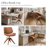 HULALA HOME Faux Leather Swivel Desk Chair No Wheels
