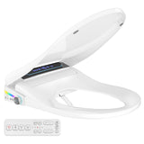 Bidet Toilet Seat Elongated, Smart Heated Bidet Toilet Seats with AUTO - Water & Dryer Slow Close Lid, Nozzle for 4 Cleaning Modes, Remote Control - Adjustable Water Pressure & Temp, LED Lighting