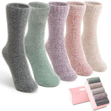 SISOSOCK 5 Pairs Fuzzy Soft Cozy Comfortable Socks for Women, Casual Sleep Comfy Socks, Perfect Warm Winter Gifts for Women