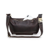 European Brown Men's Leather Large capacity Zipper Single shoulder Crossbody Waist Bag