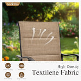 Sophia & William Outdoor Bar Stools Set of 2 with Padding, Swivel Bar Chairs, Tall Patio Chairs, Outdoor High Top Stools, Supports 300 lbs (Brown Fabric)