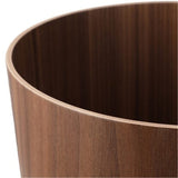 BISOZER Round Stackable Wastebasket, Natural Wood Garbage Recycling Bin for Bathrooms, Kitchens, Home Offices (Dark Wood)