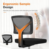 Sweetcrispy Small Office Desk Chair, Ergonomic Low-Back Mesh Rolling Work Swivel Chairs with Wheels, Armless Comfortable Seat