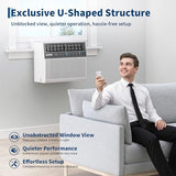 Garvee 8000 BTU u-Shaped Window Air Conditioner, Cools 350 Sq ft, Ultra Quiet with Open Window Flexibility, Remote Control, Ideal for Bedroom & Living Room