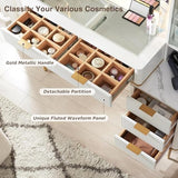 T4TREAM Fluted Makeup Vanity Desk with 36" HD Lighted Mirror
