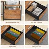 SEDETA Home Office Desk with File Drawer & Power Outlet, 66'' Computer Desk with 5 Drawer, Storage Shelves