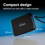 Crucial X9 4TB Portable SSD, Up to 1050MB/s, USB 3.2 USB-C, External Solid State Drive, Compatible with Windows, Mac, & Android, Black