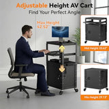 Mobile AV Cart - Adjustable Height Computer Cart with Cabinet