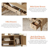 WAMAPT Farmhouse Executive Desk with 5 Drawers, Home Office Desk with Charging Station, 55 inch