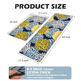 Kitchen Mats Set of 2 Cushioned Anti Fatigue Kitchen Rugs Non Slip Waterproof Kitchen Runner Memory Foam Floor Mat Comfort Standing Mat for Sink,Office,Laundry, Navy Yellow