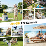 Portable Misting Fan with 25L Bucket, 30000mAh Rechargeable Battery Powered Floor Cooling Fan with 4 Strong Winds & 4 Spray Mister, Outdoor Oscillation Fans for Camping/Patios/Beach/Worksite (Yellow)