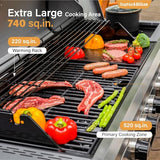 Sophia & William 6-Burner Propane Gas BBQ Grill with Side Burner & Porcelain-Enameled Cast Iron Grates, Gas Grill Griddle Combo, Black