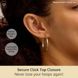 Solid 14K Gold Square-Tubed Round Hoop Earrings for Women