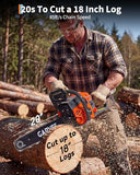 58cc Gas Powered Chainsaw, 2-Stroke Engine with Quick Start & Ergonomic Non-Slip Handle for Efficient Wood Cutting, Tree Trimming and Land Clearing