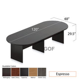 GOF 6FT, 8FT, 10FT Conference Table & Chairs (G10900B) Set, Dark Cherry, Espresso, Artisan Grey