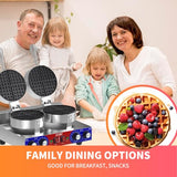 HTTSICHI Waffle Maker - Commercial Waffle Iron w/Two Non-stick 7 in Baking Pans, 550 ℉ Temperature and Timers, 2400W Dual Waffle Machine