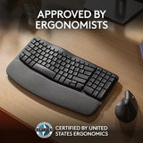 Logitech Wave Keys Wireless Ergonomic Keyboard with Cushioned Palm Rest, Comfortable Natural Typing