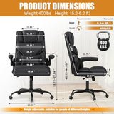 Executive Office Chair with Flip-up Armrests,Ergonomic Computer Desk Chairs,Mid-Tall Back Leather Office Chair 400 Lbs