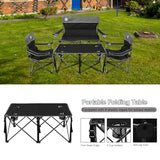 Northroad Folding Camping Chair Set of 4, Portable Collapsible Conversation Set w/1 Sofa, 2 Single Chairs, 1 Table for Family Patio, Outdoor Travel,Beach(Black)