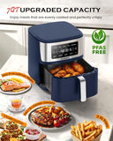 Nuwave Brio Plus 6-in-1 Air Fryer, 7-Qt Large Capacity, 50°F–400°F Precise Temp Control, Non-Toxic PFAS-Free Nonstick, Air Fry, Bake