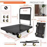 Platform Truck, Foldable Flatbed Cart Heavy Duty Push Cart Dolly Large Platform w/ 5