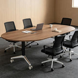 8FT Foldable Rectangle Conference Table, Mobile Meeting Tables with Cable Grommet & Rolling Casters