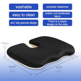 Gooo&Ma Ergonomic Seat Cushion with Air Fiber Core, Office Chair Cushion with Washable Cover (Black)