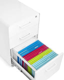 Poppin Stow 3-Drawer File Cabinet - White, 2 Utility Drawers and 1 Hanging File Drawer