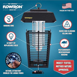 Flowtron Electric Bug Zapper 1 Acre Outdoor Insect Control with Dual Lure Method, 40W UV Light & Octenol Attractant for Fly & Mosquito, 5600V Kill Grid, Made in USA, UL Certified