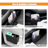 Car Trash Can, Auto Leather Trash Bin Garbage Organizer Holder with One Roll Trash Bag, Mini Foldable Dustbin Storage Bag Container (Black)