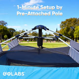 Golabs 3 Person Camping Tent w/ 9.5x8.5 ft Canopy, 3-Minute Setup by Pre-Attached Pole, PU1500mm Waterproof, 4 Side Mesh Tent Top & Door & Ventilation, Portable Family Tent w/Carry Bag & Pocket & Hook