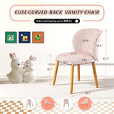 VINGLI Chenille Curved-Back Armless No Wheels Vanity Chair