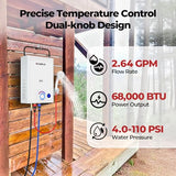 CAMPLUX Propane Tankless Water Heater with Pump F10 Pro, 2.64 GPM Camping Gas Water Heater with Pump Pack Kits, Outdoor Installation, First Series, White