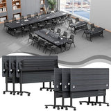 Usosidam Folding Conference Room Table, Modular Mobile Large Flip-Top Training Table
