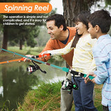 2PCS Fishing Rod Reel Combo 5.9FT Telescopic Fishing Pole Spinning Reel with Baits Hooks Storage Bag Compact Collapsible Fishing Pole Starter Kit for Kids Youth Adults Travel Fishing Gear