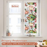 Aomkmi 2-Pack Flower Privacy Window Film, Stained Glass Window Film Static Cling UV Blocking Removable, Renter-Friendly, for Bathroom & Kitchen, 2 Rolls of 17" x 78.7"