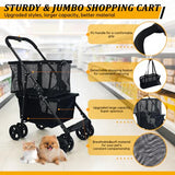 Single-Hand Fold, Collapsible Utility Trolley Cart for Groceries, Laundry, Camping & Pet Traveling
