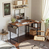CubiCubi L Shaped Desk, 55" Computer Table with Reversible Storage Shelves Home Office
