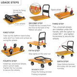 WUD Push Cart, Folding Mobile Platform Trolley,Thickened and Reinforced