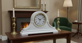 vmarketingsite Mantel Clocks, Battery Operated, Silent Wood Table Clock with Westminster Chimes On The Hour, Solid Wooden Shelf Chiming Mantle Clock, 9" x 16" x 3" (White - Roman Numerals)