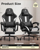 LUCKRACER Big and Tall Gaming Chair, 350Lbs Heavy Duty Office Chairs High Back Computer Chairs with Foot Rest Wide Cushion Lumbar Support Desk Chair Comfy for Adults Breathable Fabric, Black