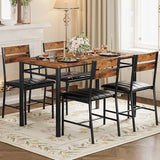 IRONCK Dining Table Set for 4, Wood Kitchen Table with Upholstered Chairs for Kitchen Room and Small Spaces