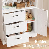 Bookshelf with Door and 3 Drawers, 71in Tall Bookcase Shelf with 3-Tier Shelves