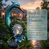 Voumsil Solar Garden Lights Outdoor - Decorative Metal Heron Stake with Cracked Glass Ball, Weather Resistant Auto-On Landscape Lighting for Yard Patio Lawn Pathway Decor, Gardening Gift for Mom