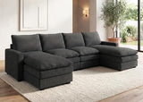 HONBAY 127.2 Inch Corduroy Cloud Modular Sectional Sofa with Chaise